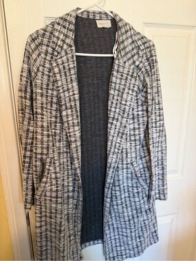MELLODAY Black and White Textured Open Cardigan